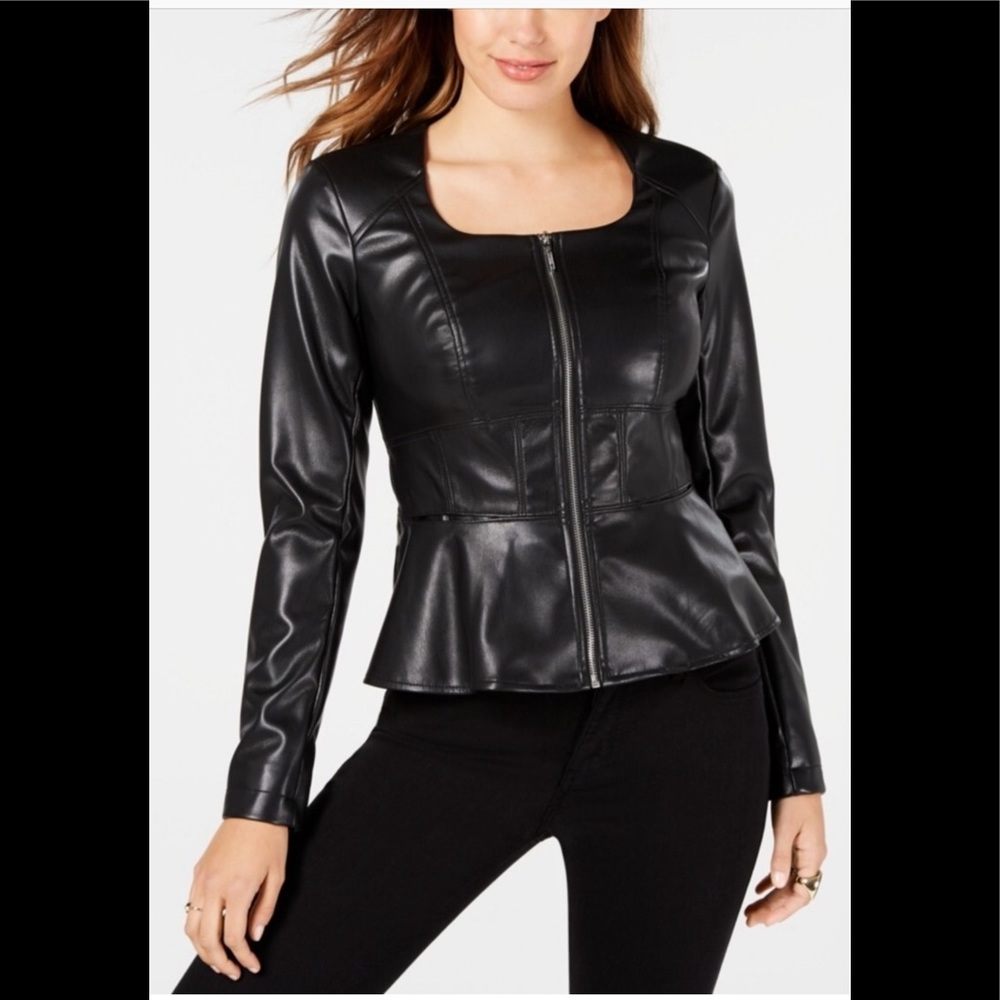 Guess Iris Peplum Faux-Leather Jacket